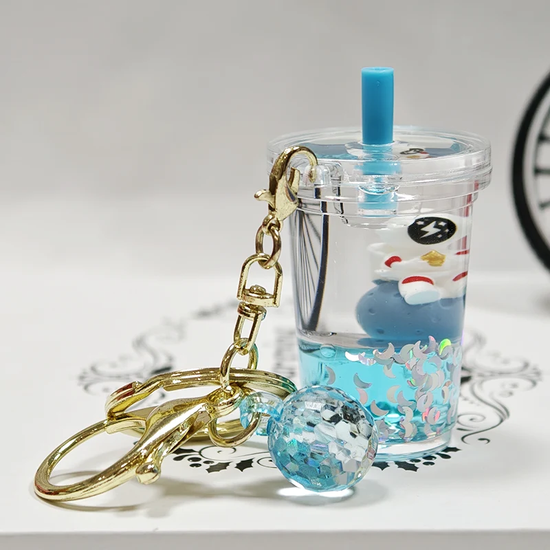 Keychain cawan teh susu cecair