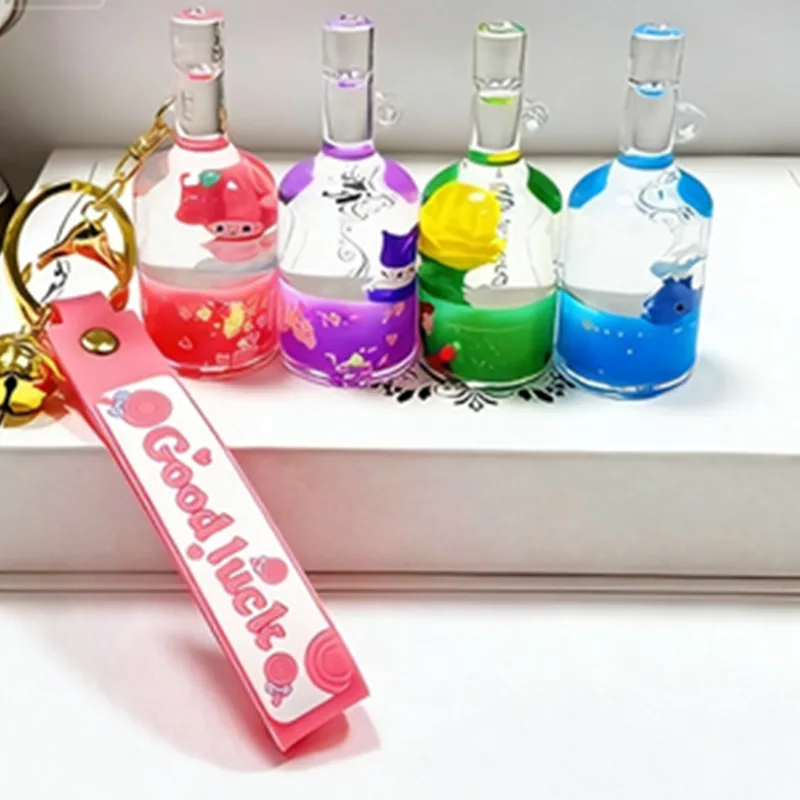 Rantai Kunci Cecair Botol Wain Merah